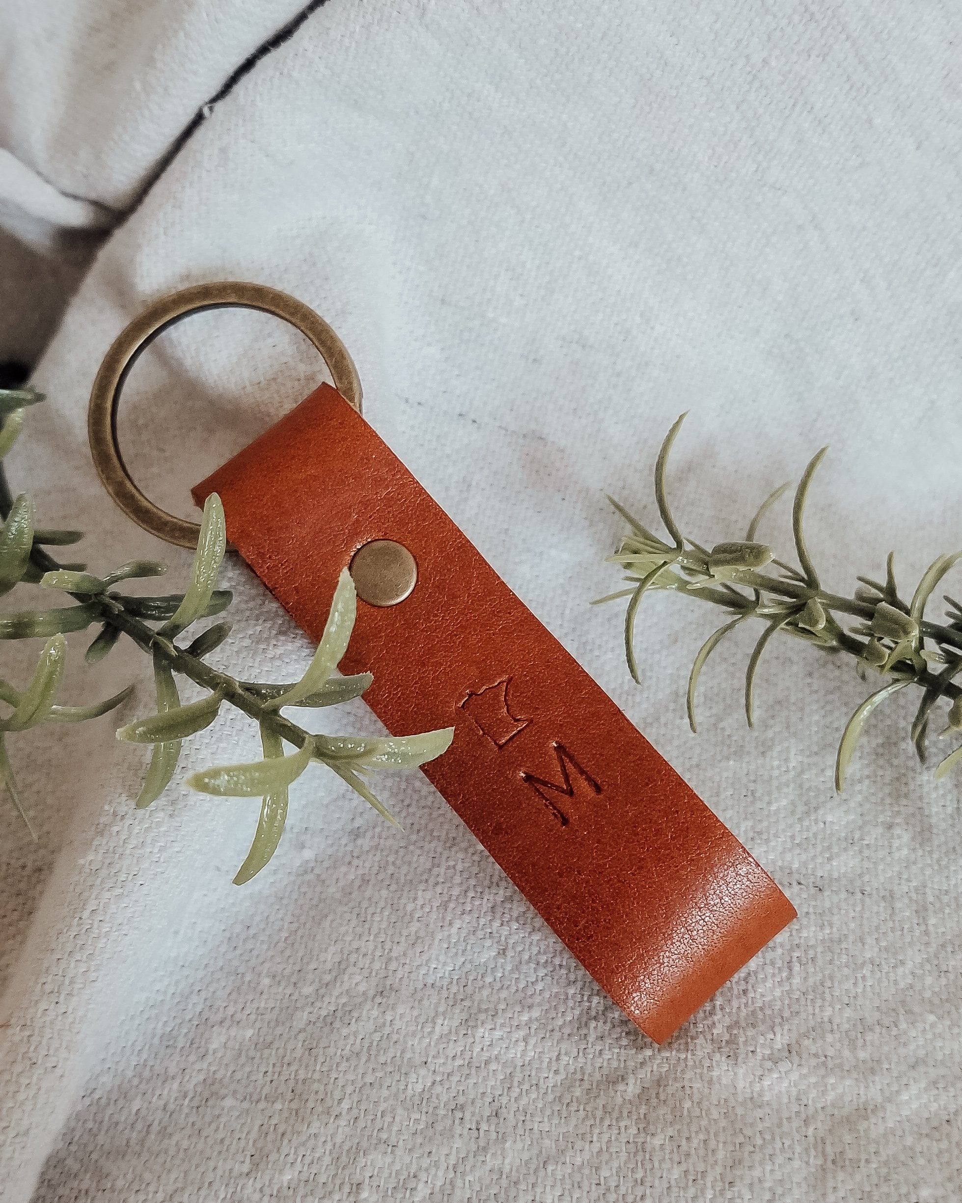 Custom Initial MN Keychain Crown Leatherworks